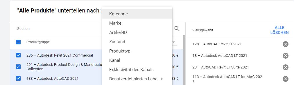 google-shopping-produktgruppen